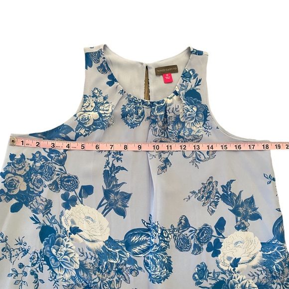 Vince Camuto Blue Floral Chiffon Sleeveless Blouse XS - Picture 11 of 12